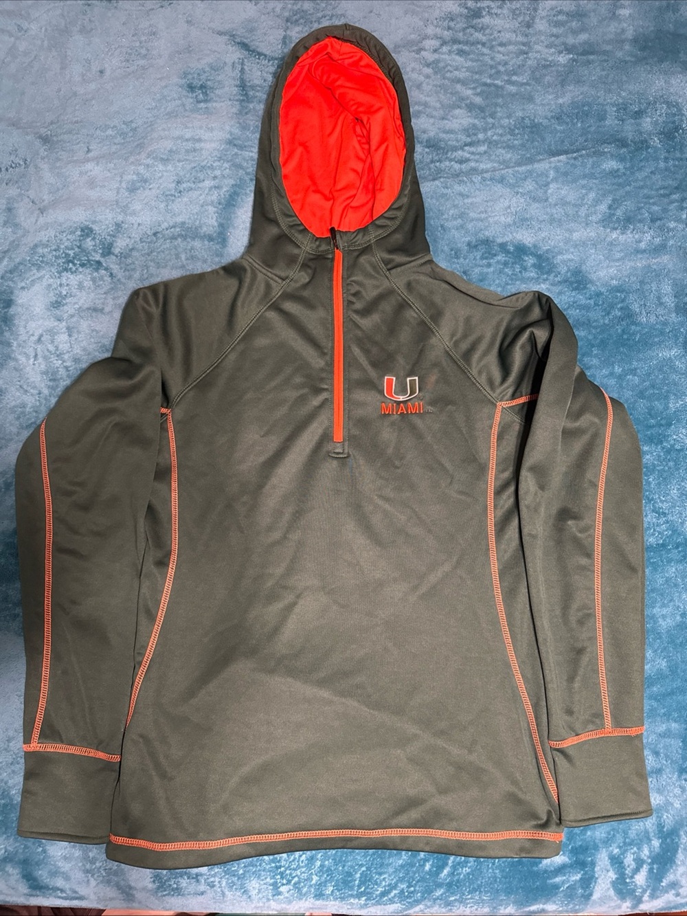 Colosseum Olive Green Hooded Pullover with Orange Trim